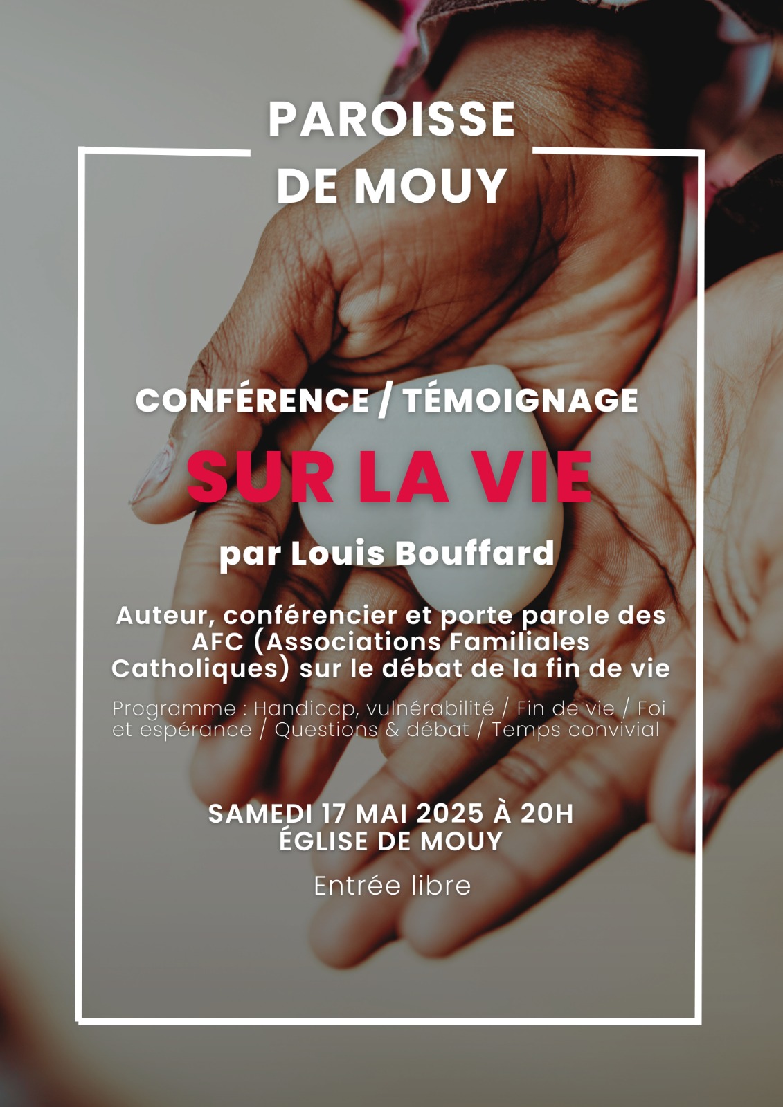 Lire la suite à propos de l’article 17 mai 2025 Soirée « Fin de Vie » Conférence & Témoignage